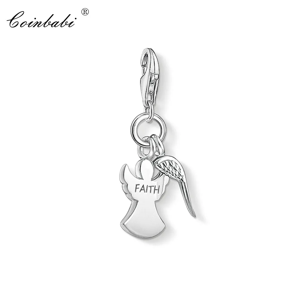 

Charm Pendant Angel & Wings,2019 Fashion Jewelry Trendy Real Authentic 925 Sterling Silver Faith Gift For Women Fit Bracelet