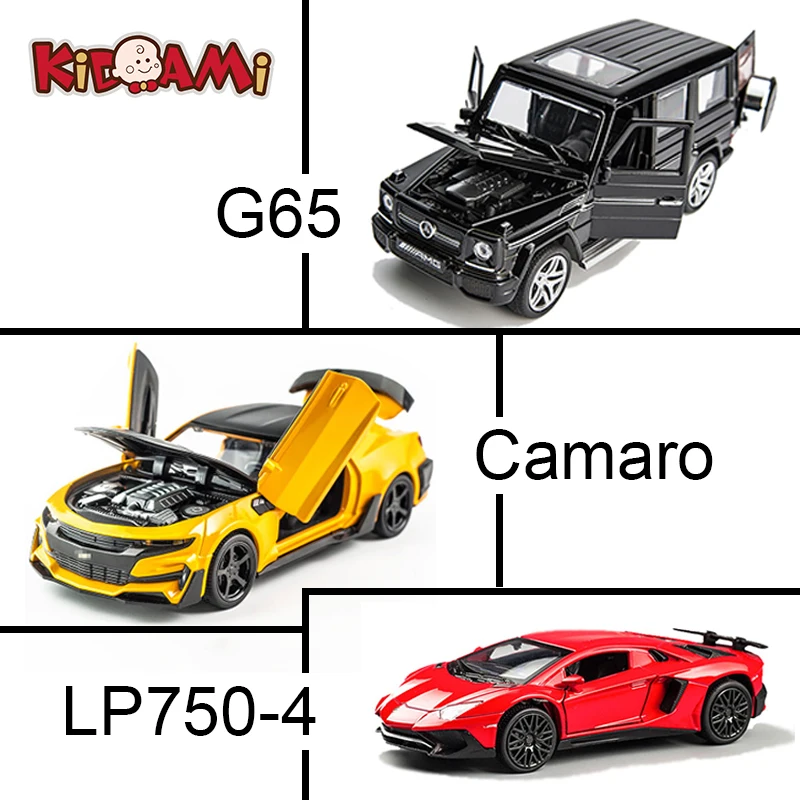 KIDAMI 1:32 Mini Auto Camaro G65 SUV Pull Back Diecast car Model series со звуковым светильник подарок на день