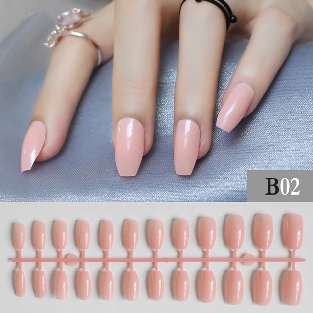 Aliexpress.com : Buy Shrimp Powder Full Nail Simple Artificial Pink Shrimp powder Full Nail Simple Artificial Pink Ballerina Fake nail 24pcs coffin nail tips Designs Pure colour False nails B02 - Aliexpress.com : Buy Shrimp Powder Full Nail Simple Artificial Pink