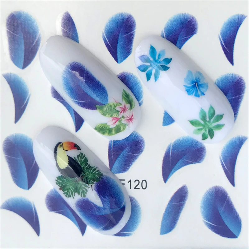 FWC, 32 дизайна, акварельные наклейки для ногтей, гео, животные, цветы, Сова, перо, переводные наклейки для ногтей, декоративные наклейки