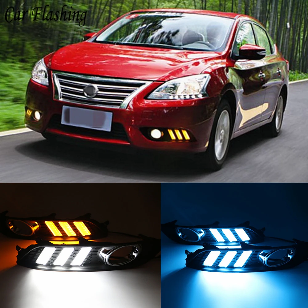 Car Flashing 2pcs Drl For Nissan Sylphy Sentra 2013 2014 2015 Daytime