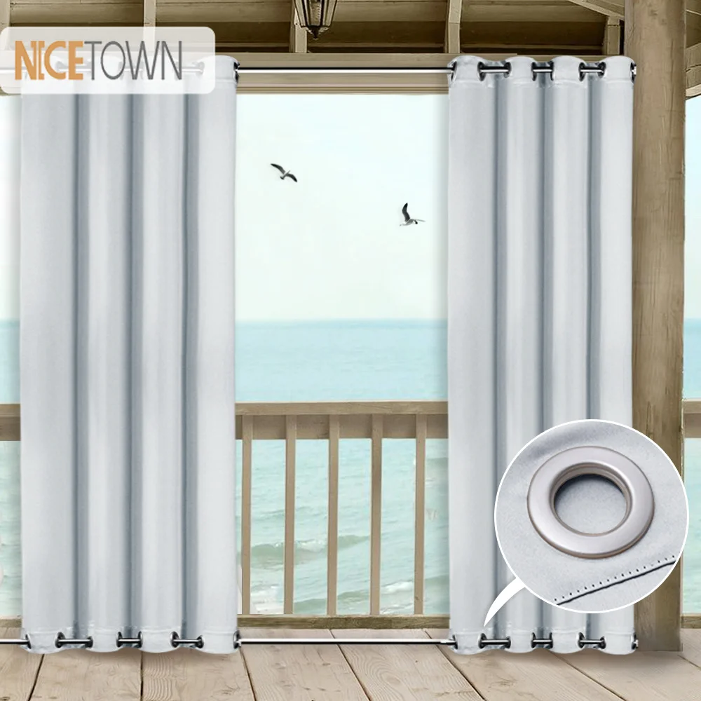 NICETOWN Patio Curtain Outdoor Drape Panels Top and Bottom Grommets