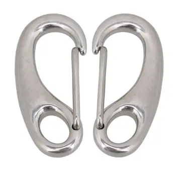 

2PCS Small 304Stainless Steel Egg Shape Spring Snap Hook Quick Link Carabiner