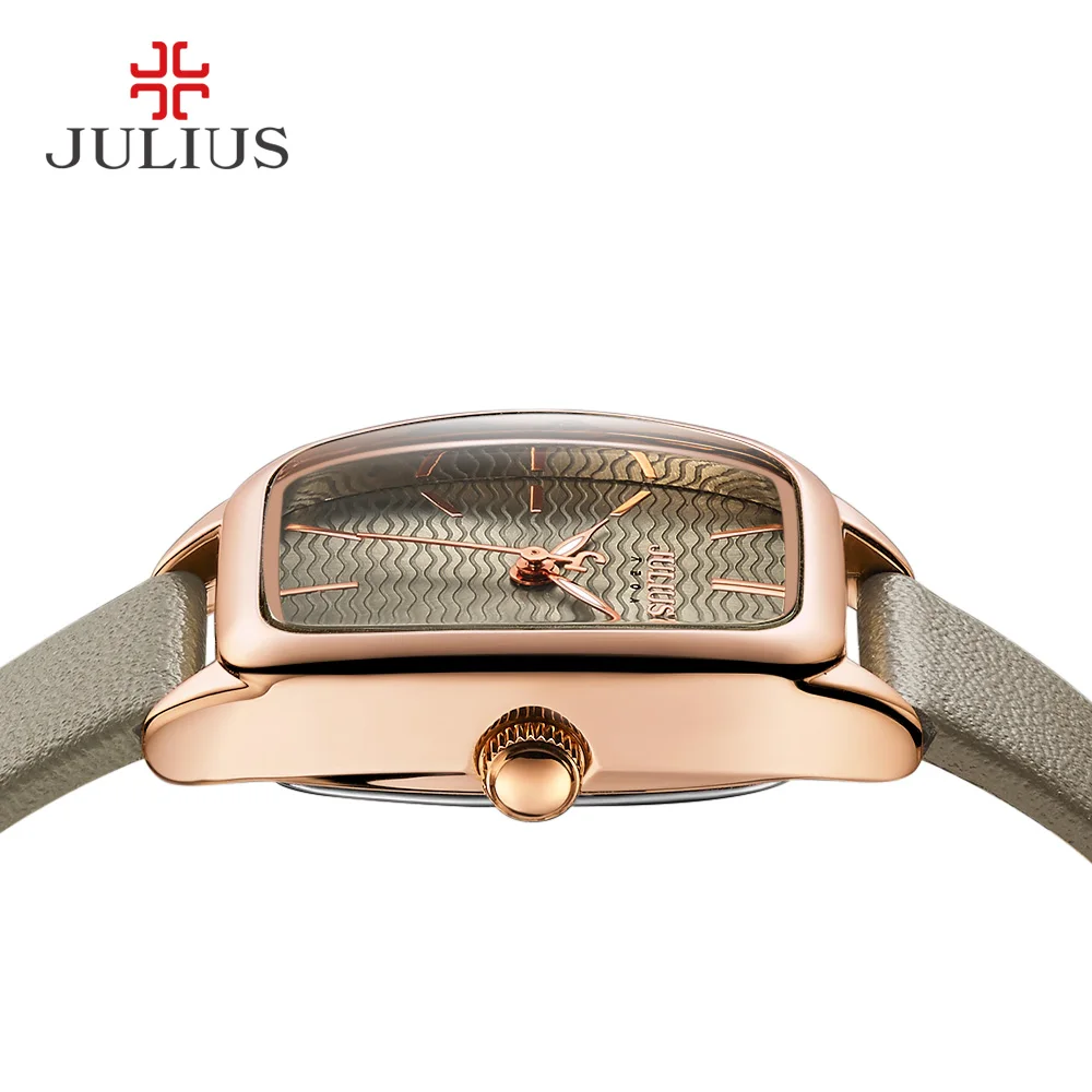 Lady Women's Watch Japan Quartz Hours Fashion Wave-like Clock Leather Bracelet Modern Classic Girl Birthday Gift Julius Box