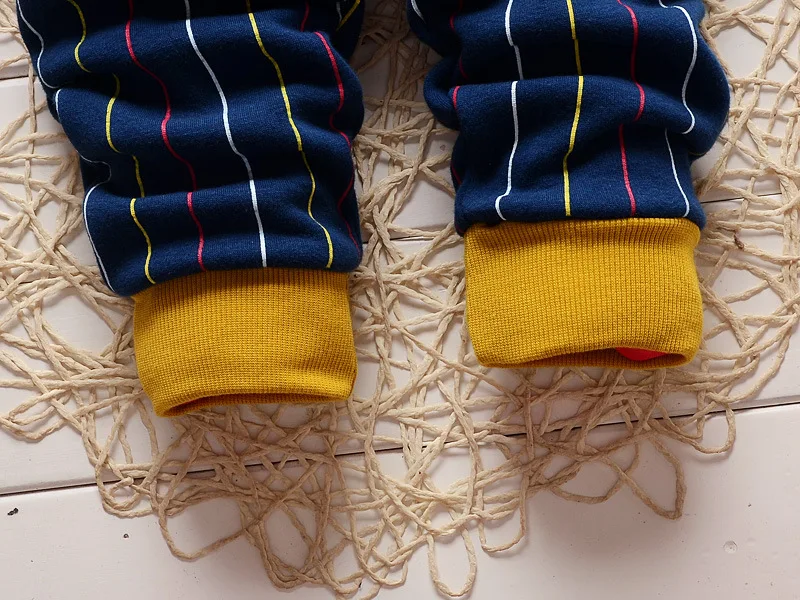 Новые детские штаны на осень и зиму, теплые штаны в полоску с бархатом для детей 0-3 лет