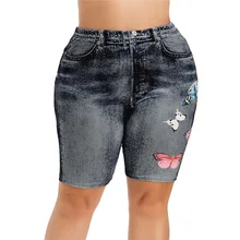 ROSE GAL Женские Летние Джинсовые Шорты с Высокой Талией 3D Принт Джинсы Бабочка Плюс Размер Женские Шорты Узкие Джинсовые Шорты