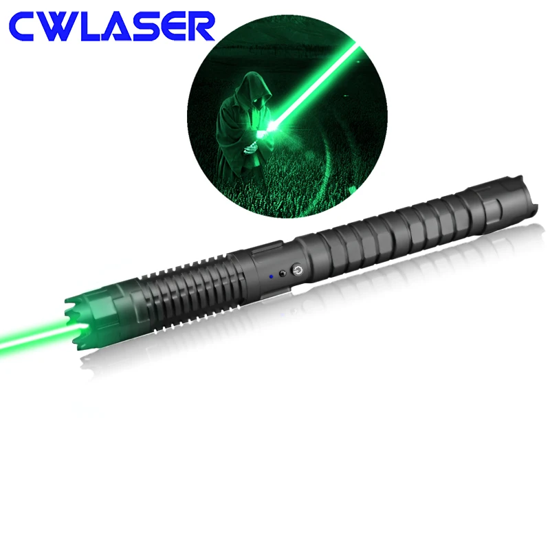 CWLASER мощный 3-Mode 1W 520nm портативный Фокусируемый Зеленый лазерный указатель с замком(черный