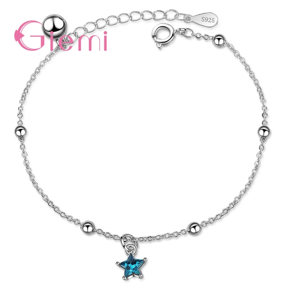 

Hot Elegant Fashion Wedding Gift Star 925 Sterling Silver Blue Cubic Zirconia Bracelet For Man Women Engagement Jewelry