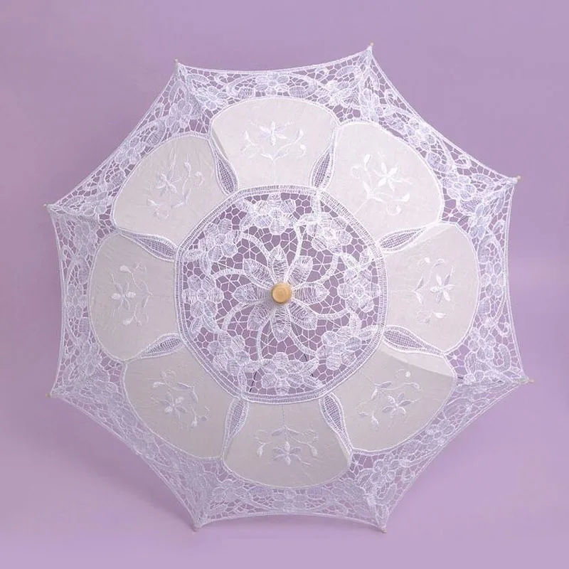 Handmade Cotton Lace Umbrellas Bride Parasol Umbrella Wedding