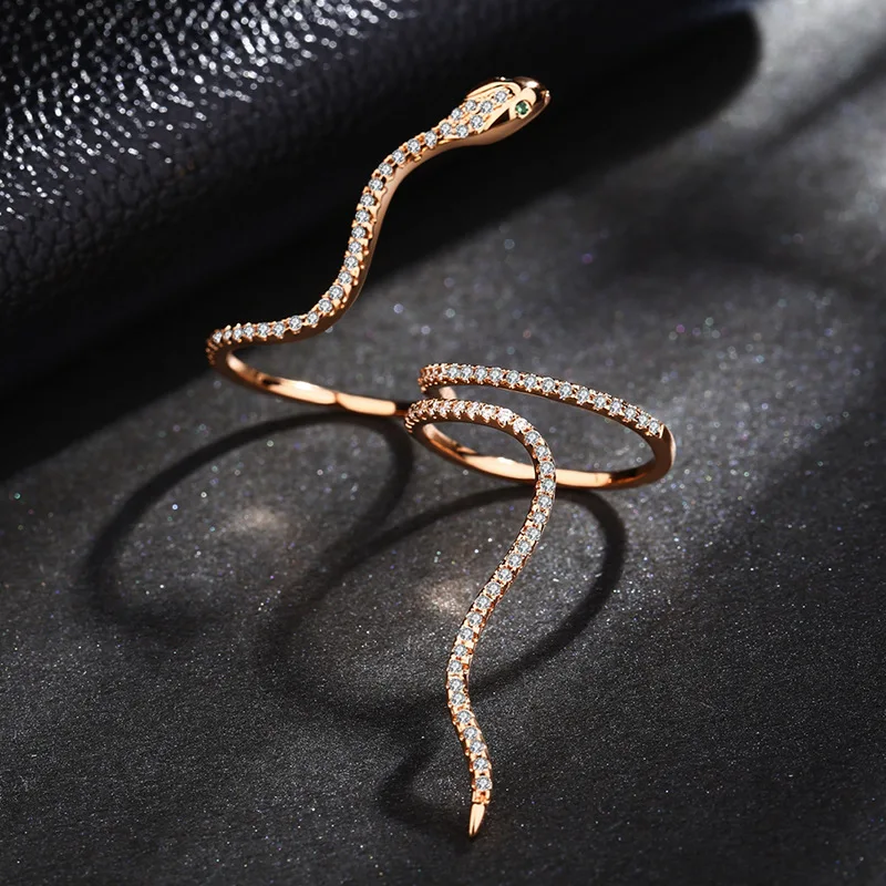 Горячие модные регулируемые кольца золотого цвета и посеребренные вечерние двойные кольца в виде змейки для женщин ювелирные изделия Свадебные ZK40