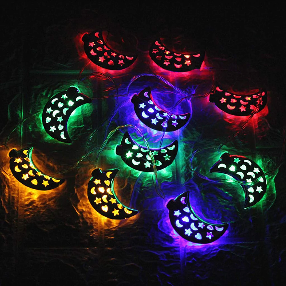 10 LED Lantern String Light EID Ramadan Moon Party Decor Islamic Colorful Lamp