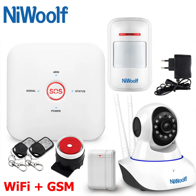 

W10G Wifi GSM Home Burglar Alarm System Wifi Network APP Control English Russian Spanish Built-in Siren Alarm SOS Help Alarms