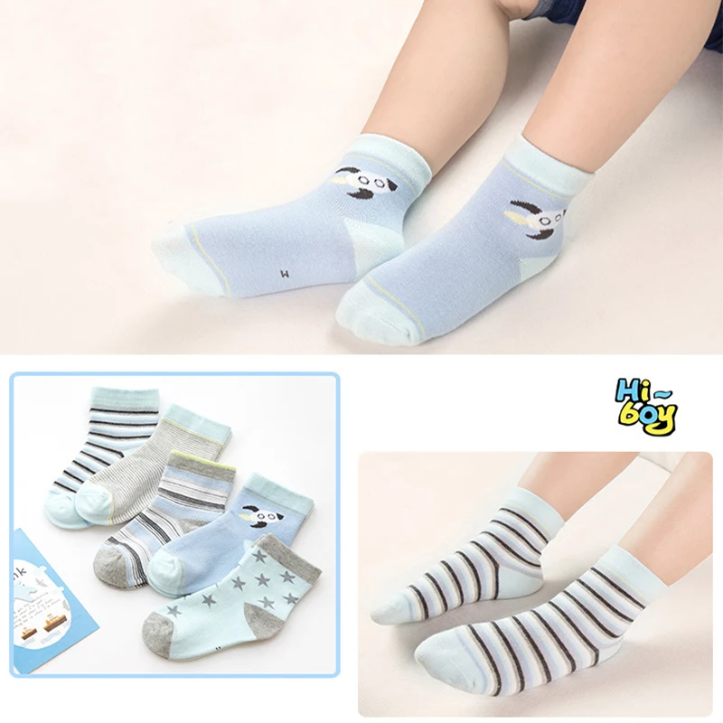 

Cute Cartoon 5PCS Striped Baby Socks Newborn Cotton high quality Boys Girls Sock Cute Toddler Socks 0-12Y clothing Accessories