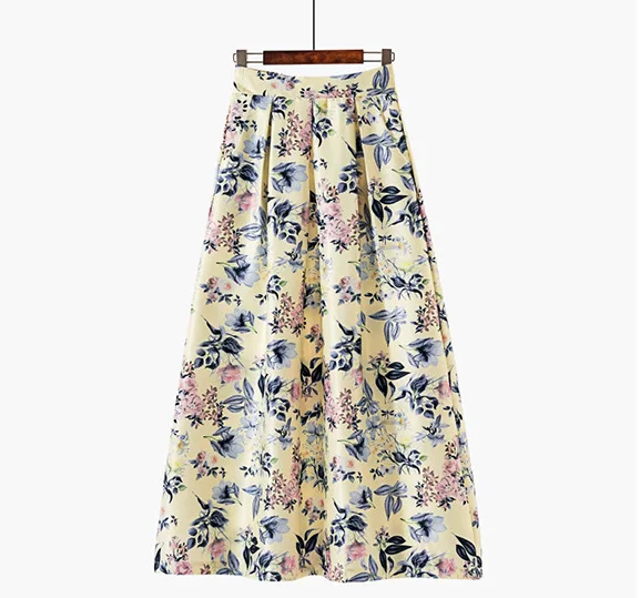 Длинная Плиссированная Юбка Макси Лето Jupe Longue Femme винтажные юбки в горошек с высокой талией женские большие качели плюс размер 3XL - Цвет: 1090-22
