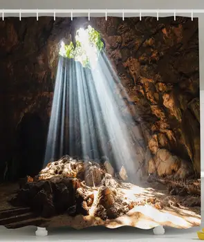 

Natural Cave Photography Decor Mystic Daylight for Rehabilitation Exercises Place a Part of the Mountain Design Shower Curtain