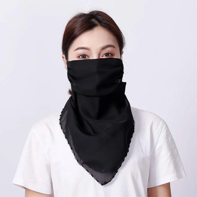 

Sparsil Women Spring Summer Sunscreen Dust-Proof Face Shield Female Chiffon Light Breathable Muslim Mask Shawl Dual Purpose