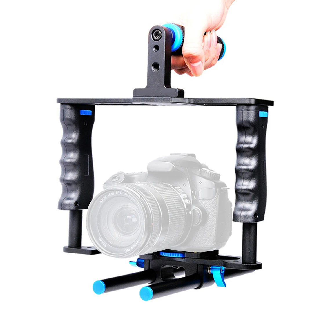 DSLR Rig камера клетка комплект Защитная камера стабилизатор система видео установка с ручкой и стержнем для Canon 5D2/6D/7D/70D/800D/700D