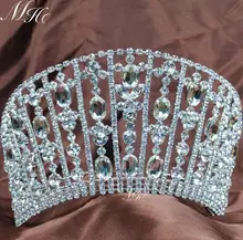 Royal Queen Tiaras Large Rhinestones Crystal Crowns Wedding Bridal Pageant Prom Party Costumes Silver Plated Hair Jewelry
