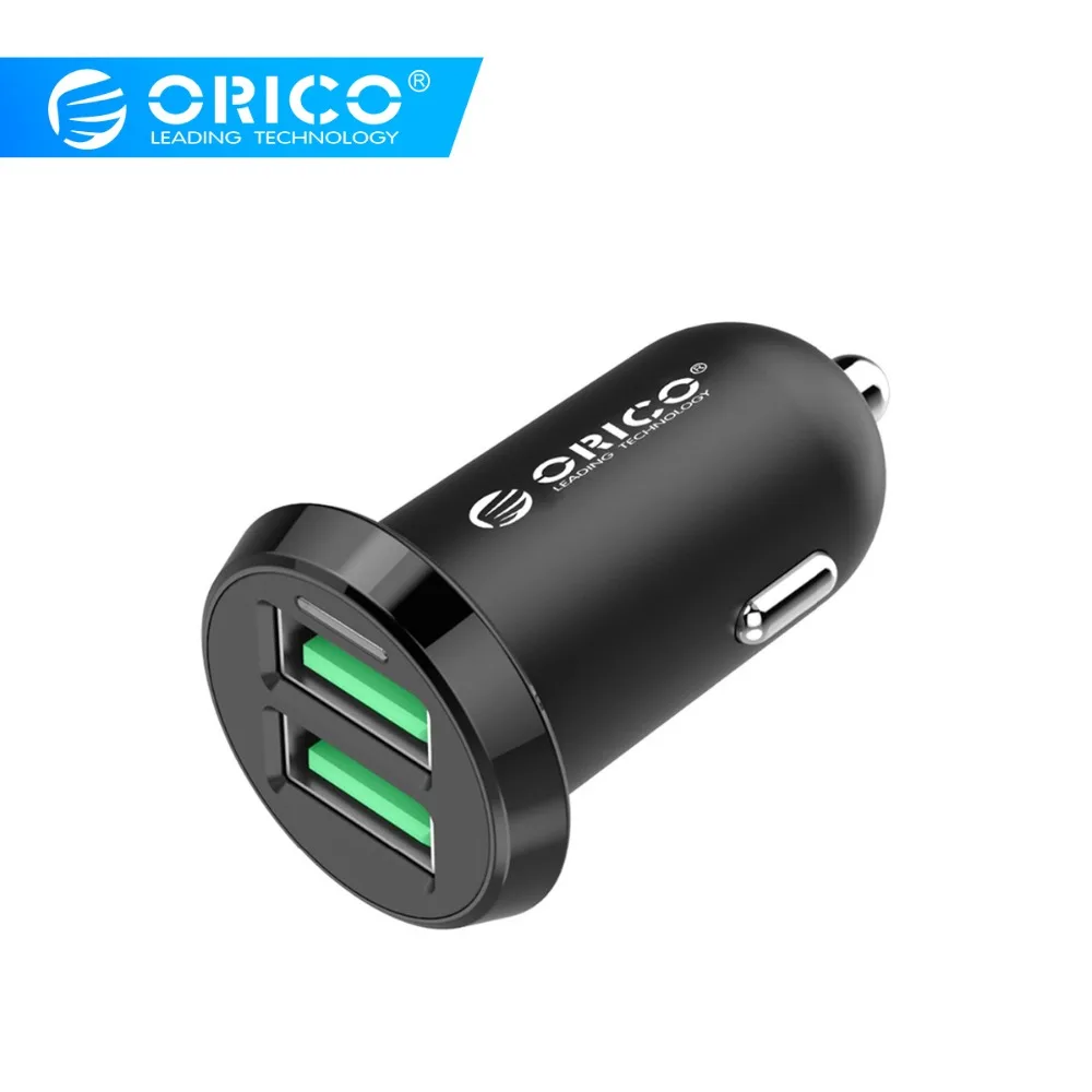 ORICO Dual USB Автомобильное зарядное устройство 2.4A интеллектуальное выходное 17 Вт Зарядное устройство для мобильного телефона прикуриватель DC 12-24 В