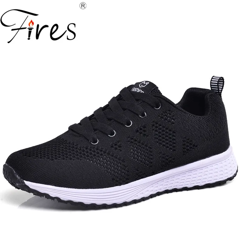 black Fires Women Casual Shoes Spring Comfortably Lace-up Flat Shoes Female Fashion Outdoor Shoes Shock Absorption Soles Leisure Shoes - Цвет: black