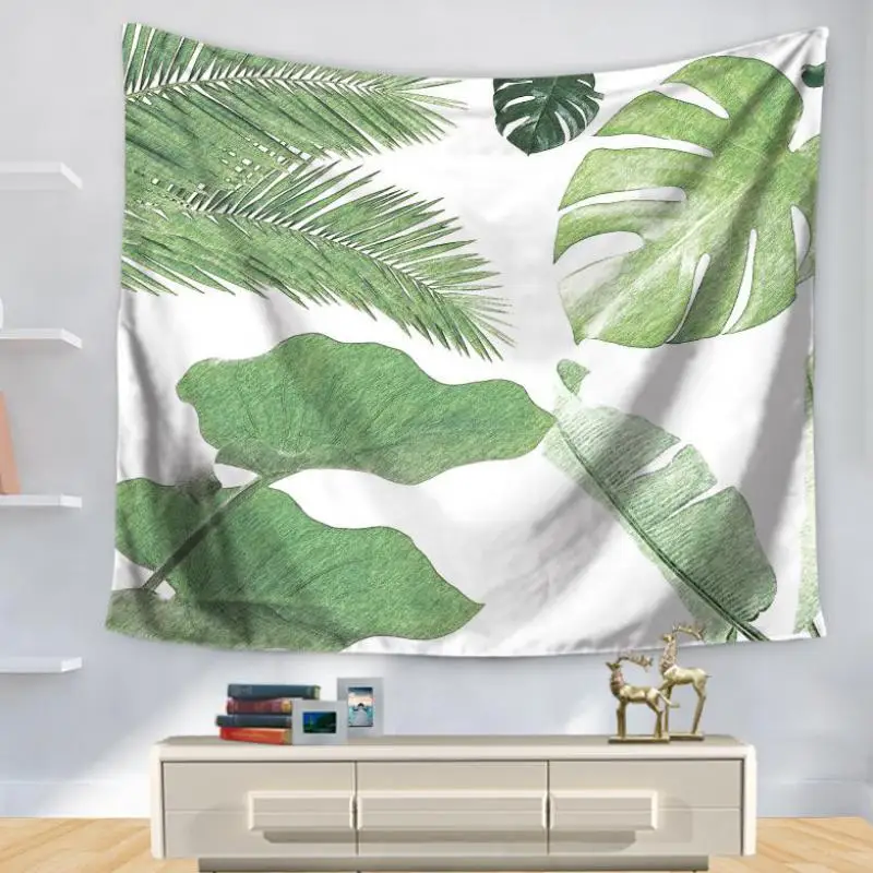 Custom Green Palnts Leaves Flowers Decorative Tapestry Home Office Wall