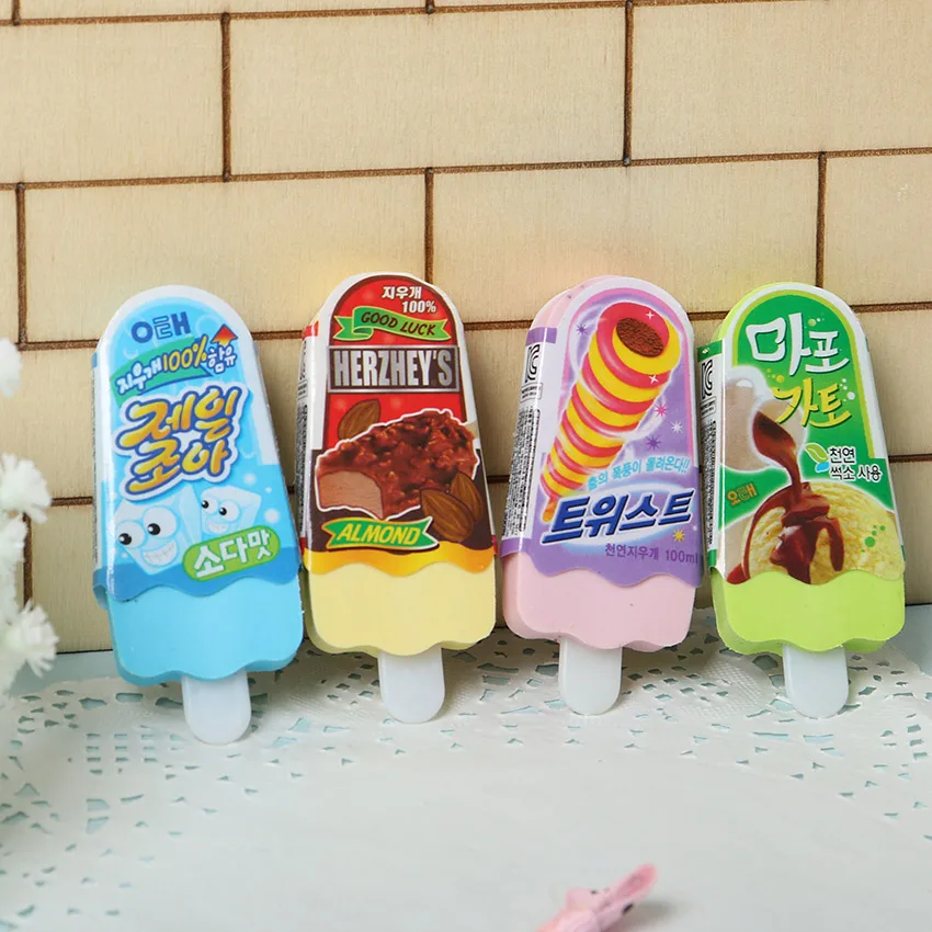 

High Quality Kawaii Eraser Ice Cream Eraser Stationery Kid Gift Toy School Supplies Random Color
