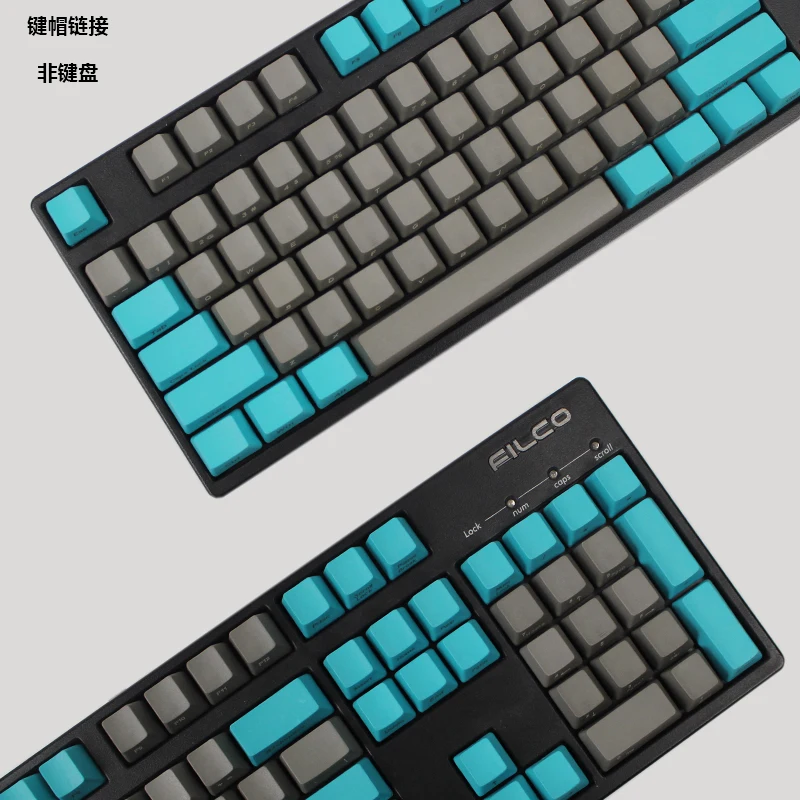 

mechanical keyboard thick pbt keycap cherry mx oem height side printed Green grey color matching 87 104 108keys