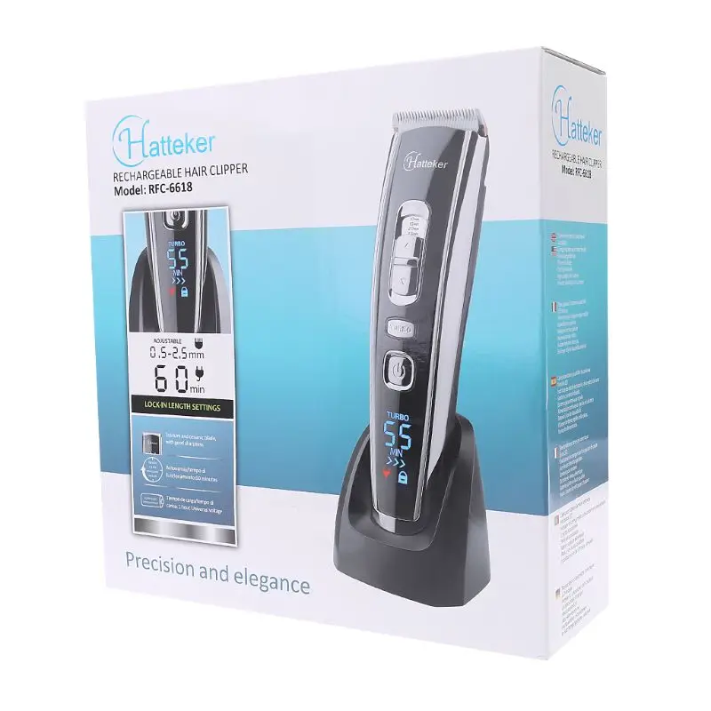 

Professional LCD Digital Hair Trimmer USB Rechargeable Electric Hair Clipper Men's Cordless Titanium Haircut Adjustable Ceramic