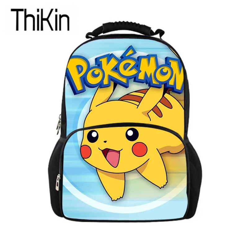 

THIKIN Children Pokemon Pikachu Printing School Bags for Kids Cartoon Schoolbag Teenager Shoulder Softback Girls Large Bookbag