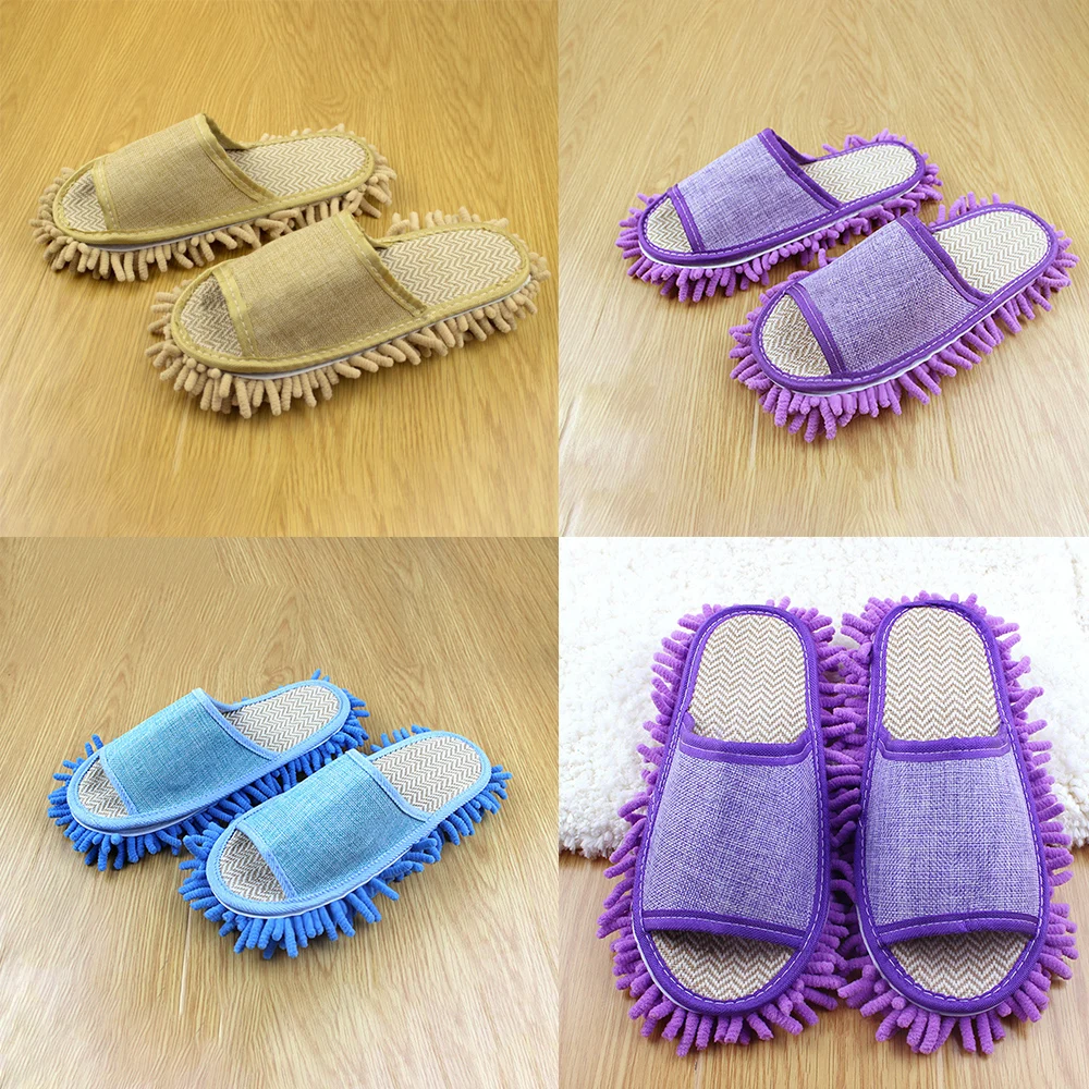 1 Pair Dust Mop Lazy Cleaning Foot Cleaner Shoe Mop Slipper Microfiber Soft Wearable Bathroom