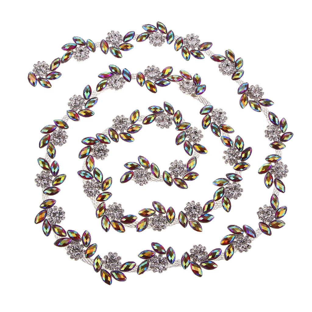 1 Yard Glass Rhinestone Chain Beaded Sew on Applique Trim DIY Sewing Crafts