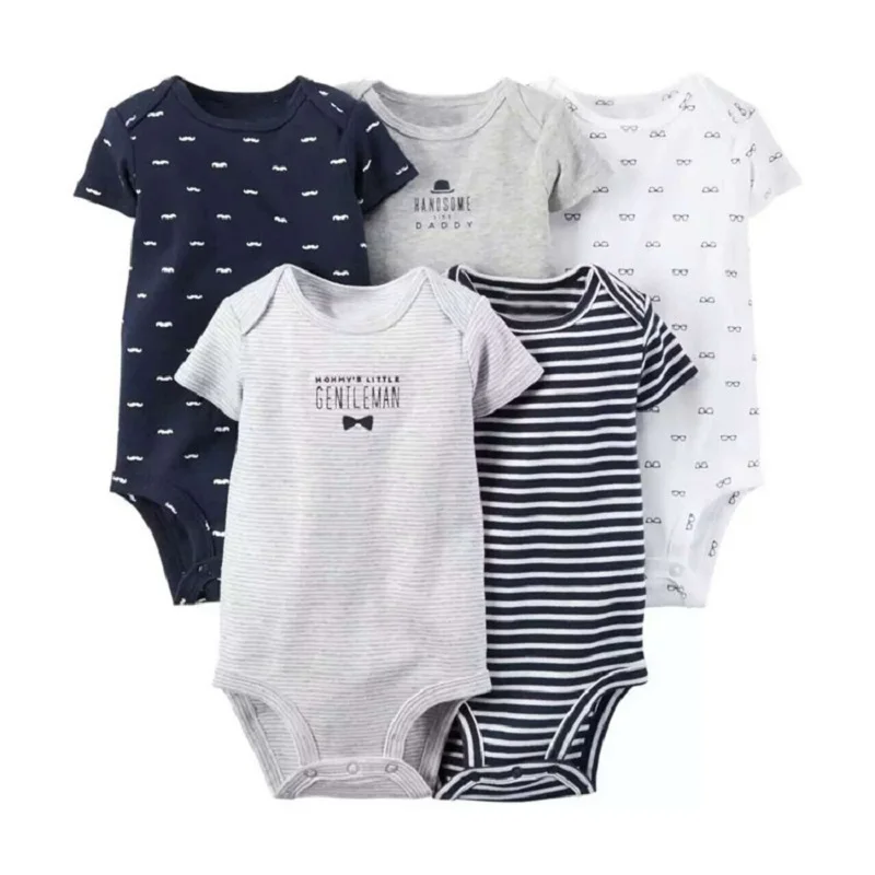 

5pcs Baby Boy Romper 2018 Summer Rompers Beard Pattern Short Sleeve Baby Jumpsuit Baby Boy Summer Clothes Newborn Tiny Cottons