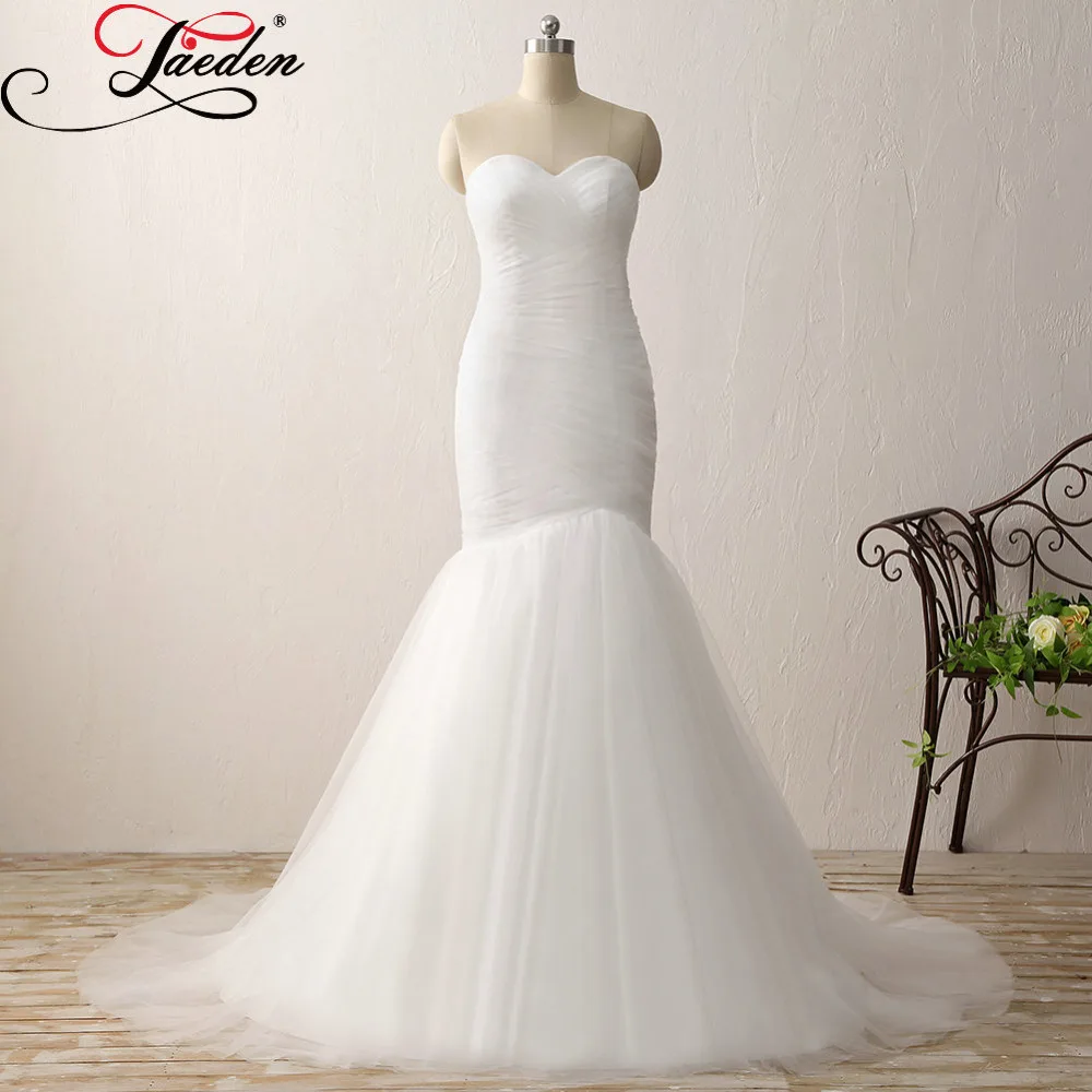 JAEDEN White Ivory Mermaid Wedding Dresses Simple Off the Shoulder Lace