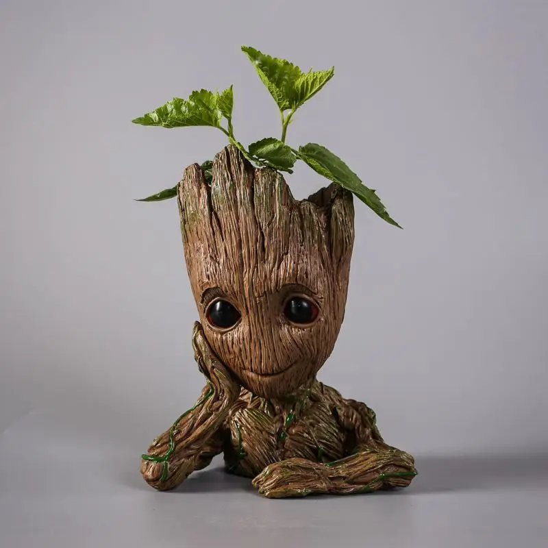 Baby Groot Flowerpot PVC Flowerpot Planter Model Toy Pen Pot Holder Home Table Decoration Christmas Kids Gifts