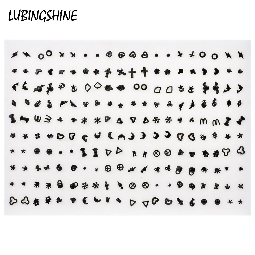 

100pairs/set Mixed Style Acrylic Heart Cross Small Stud Earrings Sets For Women Black Bowknot Letter Earring Birthday Jewelry