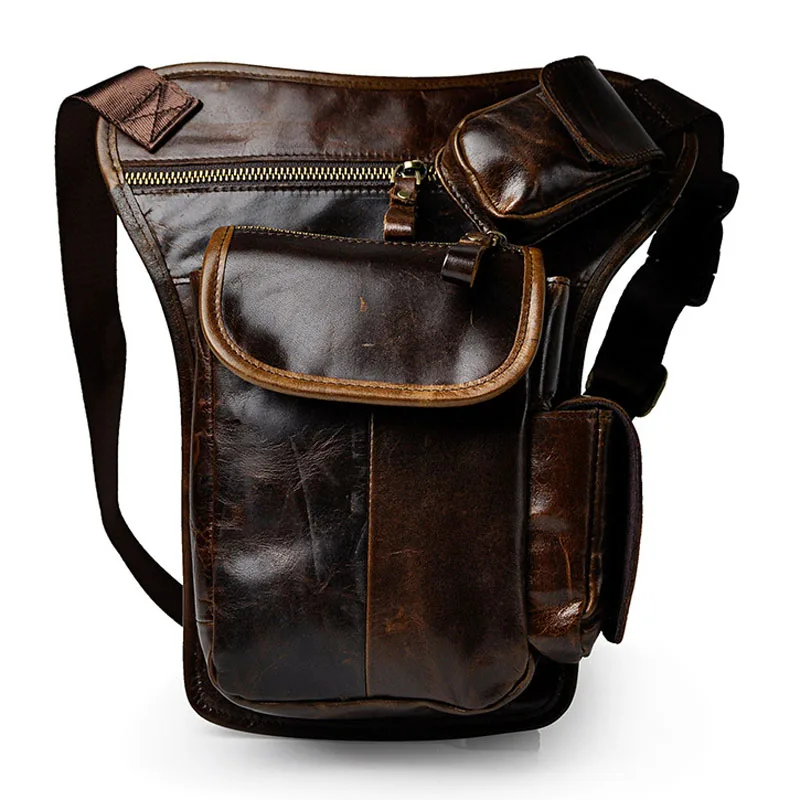 Новая мужская сумка из воловьей кожи с заниженной ногой, поясной ремень, поясная сумка для путешествий, поездок на мотоцикле, винтажная сумка через плечо - Цвет: Coffee
