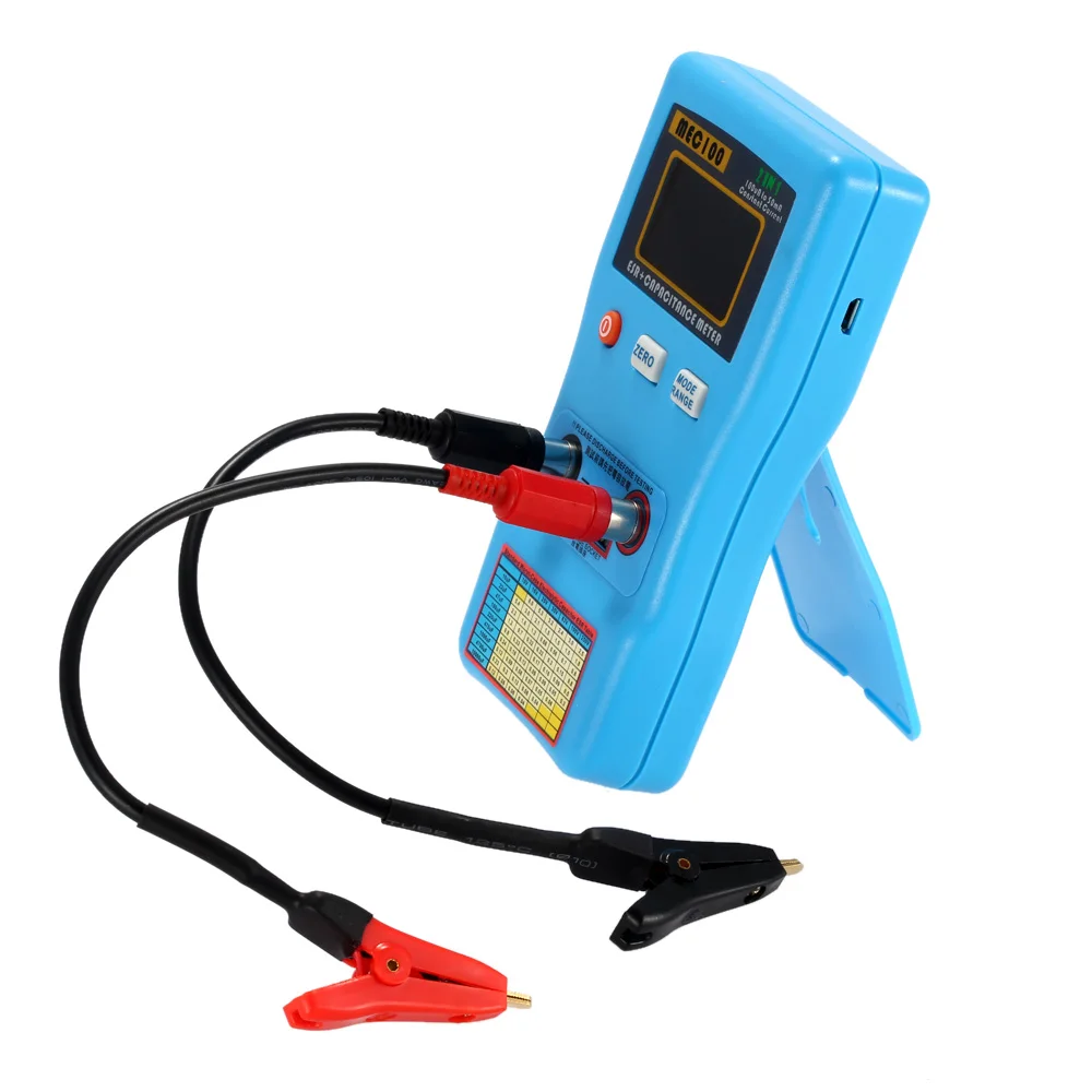 

2 in 1 Digital Auto-ranging Capacitor ESR Meter Quality Capacitance Tester Internal Resistance Measurement with SMD Test Clips