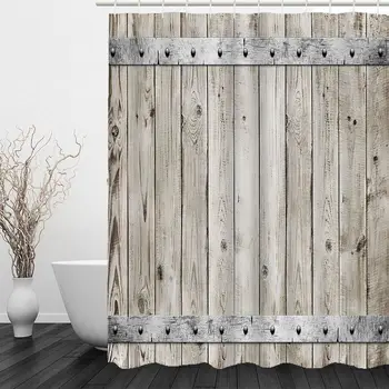 

Wood Shower Curtain 200X200 Mat Vintage Decorative Waterproof Polyester Fabric Bathroom Curtain Set Home Bath Decor Multi-size
