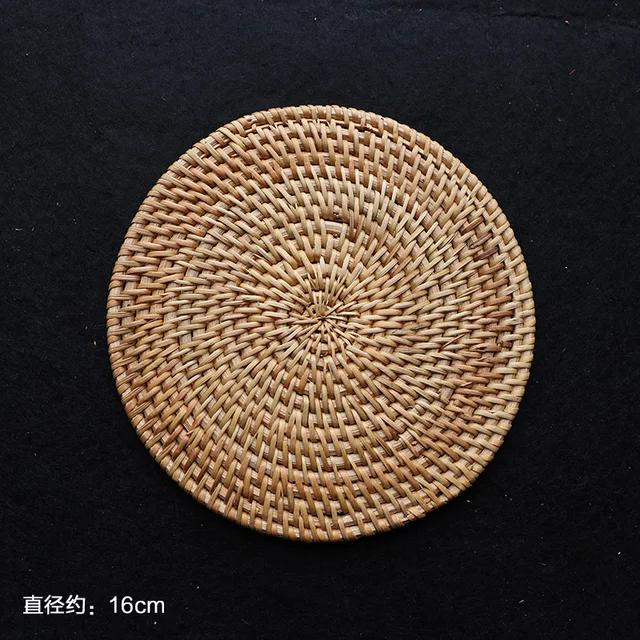 Rattan Tea Cup Mats Coaster Drink Table Mat Set Round Handmade Kungfu