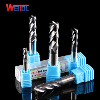 

Weitol 1pcs HRC50 black coating tungsten carbide four flutes flat bottom milling cutter CNC router bit for wood