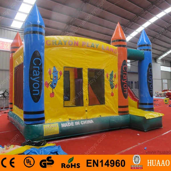 

Free shipping Best quality commercial inflatable crayon bouncer castle with slide and CE blower