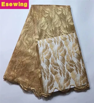 

Esewing 2019 Latest French Nigerian Laces Fabrics Royal Gold High Quality Tulle African Laces Fabric African French Tulle Lace