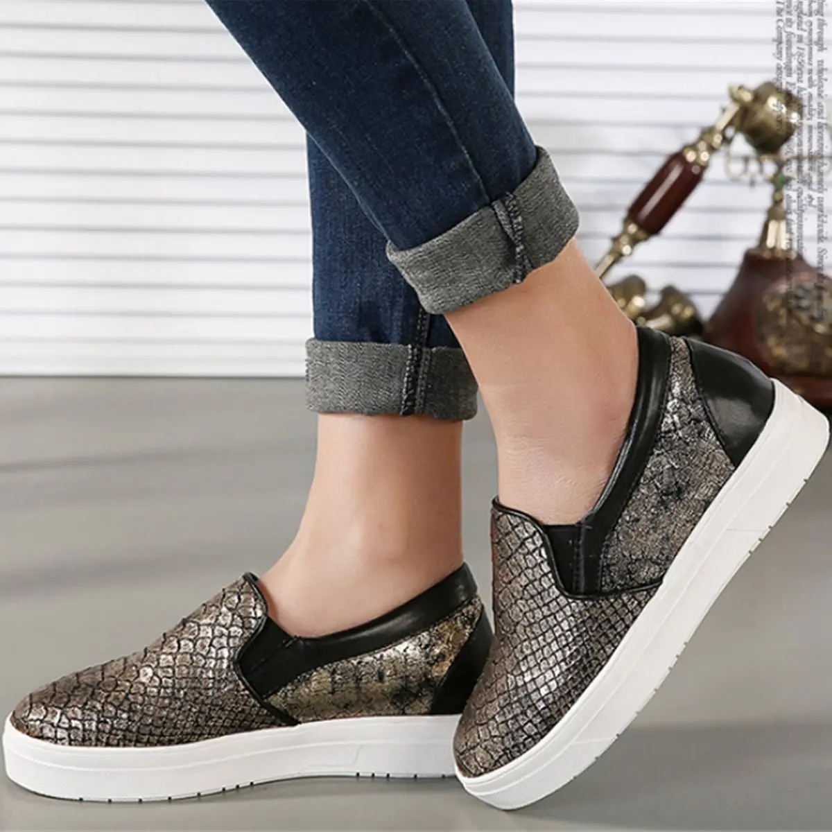 sparkly slip on shoes womens