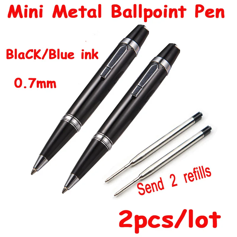 Mini Metal Ballpoint Pen High Quality Roller Pen 0.7mm Blue/Black ink Refill Pen 
