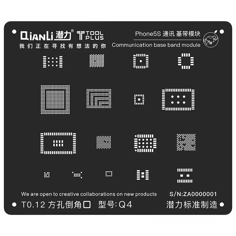 Черный стальной трафарет BGA для iPhone 8 7 6S 6 5S связывающая Базовая лента шаблон