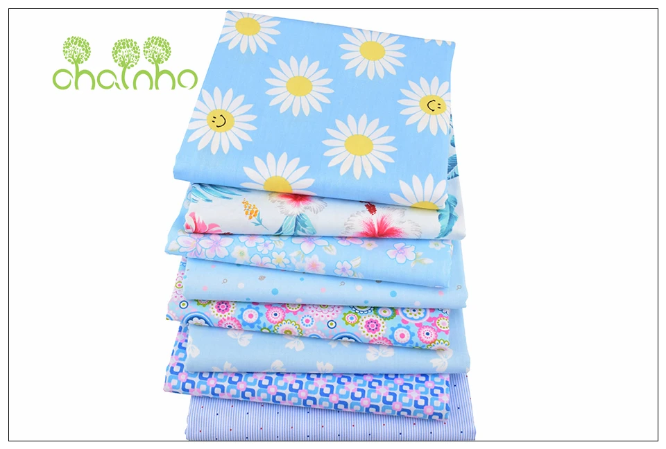 Chainho, серия Lively Blue Floral, саржевая хлопковая ткань с принтом, для рукоделия, шитье, простыня для детей и малышей, подушка, материал cc302