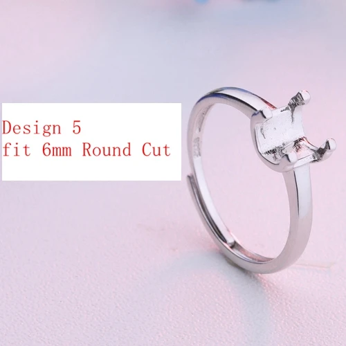 925 пробы Серебряное Женское Обручальное кольцо для женщин 5-6 мм круглое кольцо с полукреплением - Цвет камня: 6mm round cut