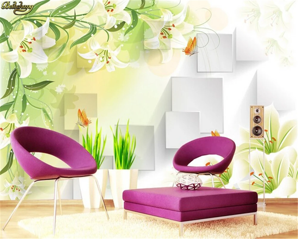 beibehang Lily Flowers Tv background wall paper 3d wallpaper seamless mural Customize any size murals  photo wallpaper roll