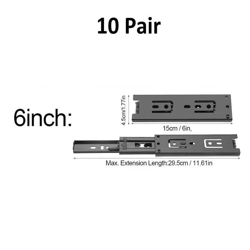 1 пара/10 пар 15 см 20 см направляющая для выдвижных ящиков, направляющая для выдвижных ящиков, направляющая для кухонного шкафа, направляющая, инструмент - Цвет: 10 pair 6inch