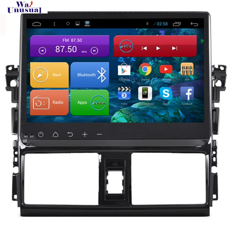 GPS навигатор wanобычно для Toyota Vios 10 2 6 0 2014 2015 с четырехъядерным процессором 16 гб Android